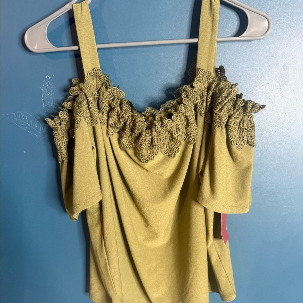 Elegant Olive Green Off-Shoulder Top